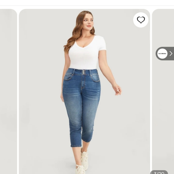 BloomChic- Very Stretchy High-Rise Medium Wash Cropped Jeans-16 - Picture 7 of 10